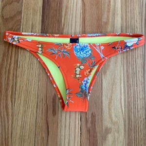 Triangl bikini both top and bottom sz medium orange floral pattern neopr…